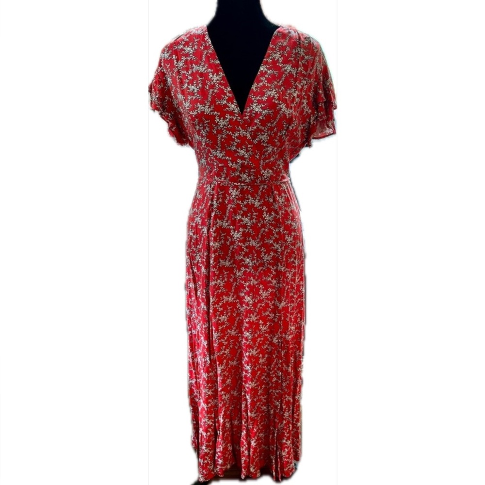 French Connection Floral Red & White Maxi Dress
